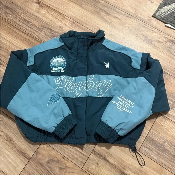 Playboy By PacSun Ski Puffer Jacket in Navy & Grey. Size M/L. - Picture 3 of 16
